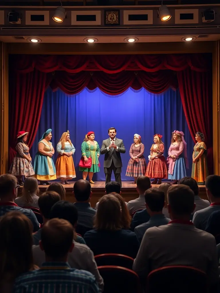 A photograph of a community theater performance supported by ADM ADM, demonstrating the organization's dedication to promoting performing arts and cultural experiences.