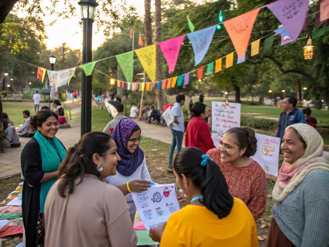 A community gathering at a local event organized by ADM ADM, emphasizing the organization's role in revitalizing local cultural life.